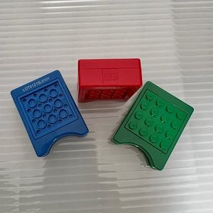 3 piece Lego x Nintendo DS game storage set EUC in blue, green and red.